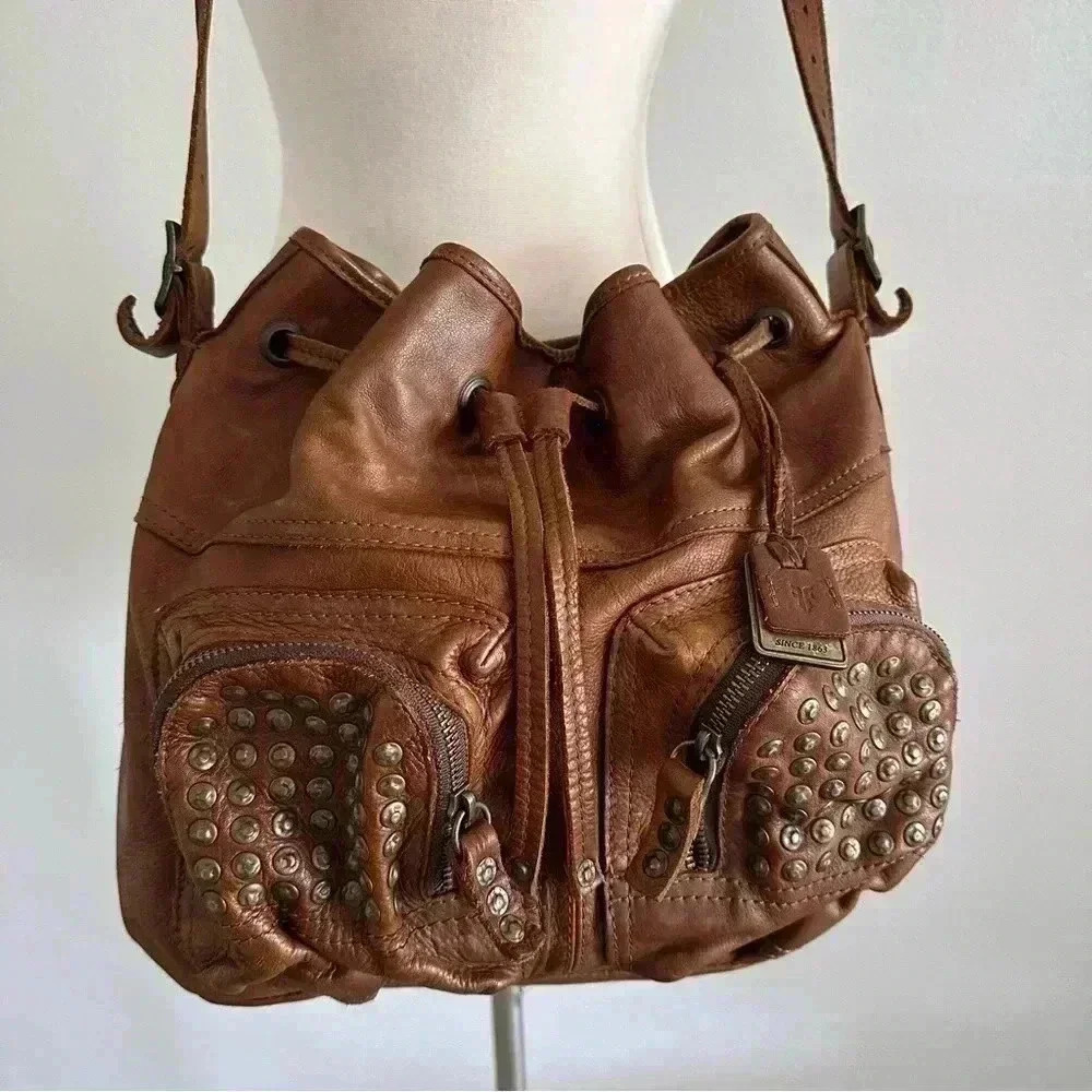 Frye Large Leather Drawstring Bag - image 2